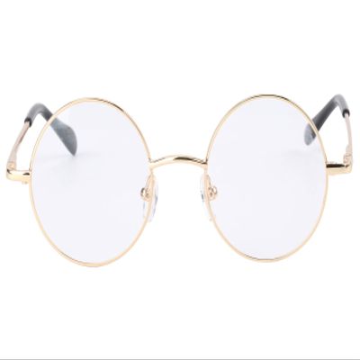 Agstum Round Retro Metal Optical Grade Glasses Frame Clear Lens Eyeglasses with Spring Hinge (Gold, Large Size / 49)