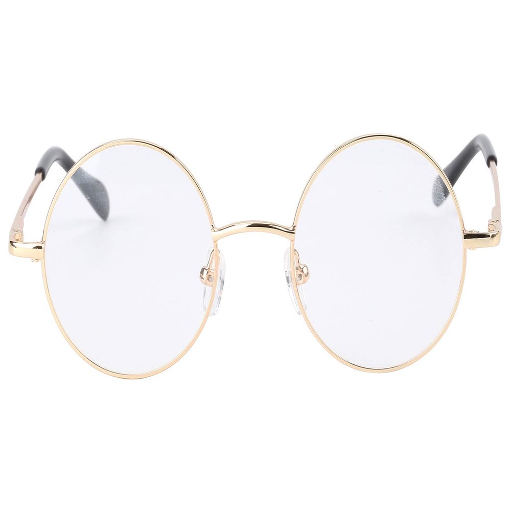 Agstum Round Retro Metal Optical Grade Glasses Frame Clear Lens Eyeglasses with Spring Hinge (Gold, Large Size / 49)
