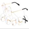 Agstum Round Retro Metal Optical Grade Glasses Frame Clear Lens Eyeglasses with Spring Hinge (Gold, Large Size / 49) view 3