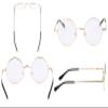 Agstum Round Retro Metal Optical Grade Glasses Frame Clear Lens Eyeglasses with Spring Hinge (Gold, Large Size / 49) view 4