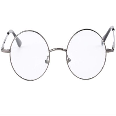 Agstum Round Retro Metal Optical Grade Glasses Frame Clear Lens Eyeglasses with Spring Hinge (Grey, Large Size / 49)