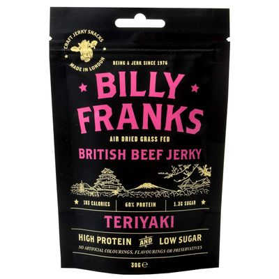 Billy Franks Gluten Free Beef Jerky - High Protein - Healthy Paleo Snack - Biltong - Teriyaki - 10 Packs x 30g