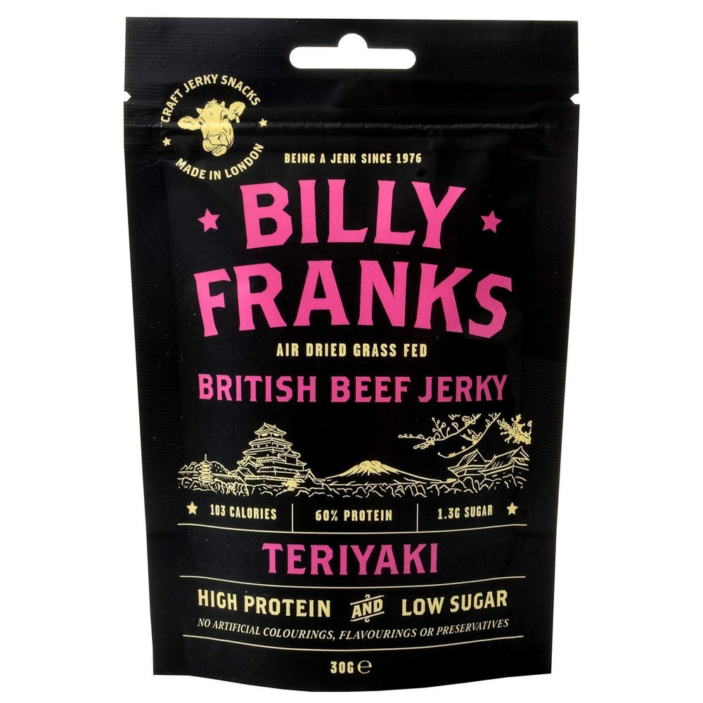 Billy Franks Gluten Free Beef Jerky - High Protein - Healthy Paleo Snack - Biltong - Teriyaki - 10 Packs x 30g
