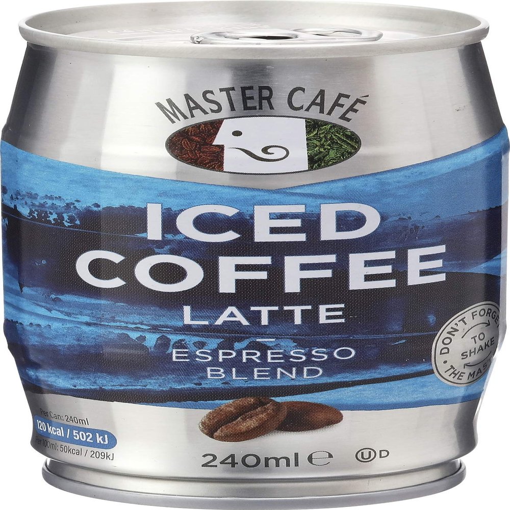 Master Caf Iced Coffee Cans 240ml x Pack of 12 - Full-Bodied Arabica & Robusta Coffe Bean Blend, Ready to Drink, Enjoy Cold or Iced Coffee