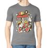 Cartoon Style Pop Corn Machine and Cola Drink Men's Crew Neck T-Shirt Large Gray view 1