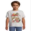 Cartoon Style Pop Corn Machine and Cola Drink Kid's Crew Neck T-Shirt Large Ash Gray view 1