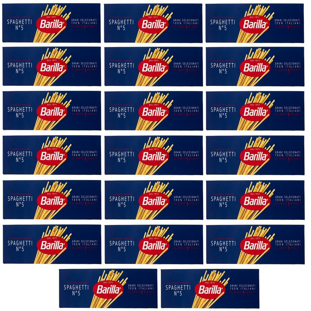 10kg - 20 x 500g pasta barilla spaghetti no. 5 Italian noodles (pack of 500g each)