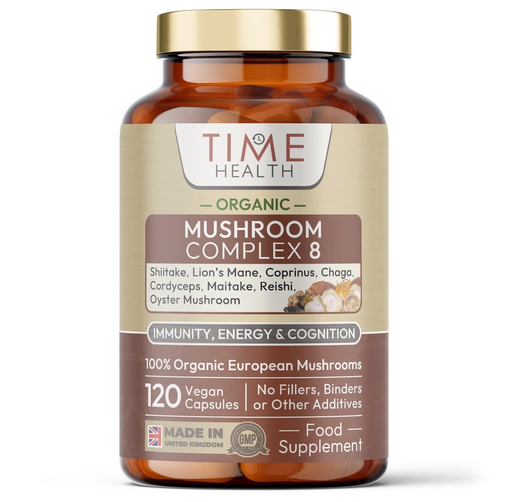 Mushroom Complex 8 | Organic | EU Grown | 616mg Capsules | Lions Mane, Cordyceps, Chaga, Shiitake, Reishi, Maitake, Coprinus & Oyster Betox93 | 40% Polysaccharides