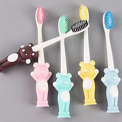 4 Fitted with Braces Toothbrush Bunny Cartoon Cute Bear Baby Boys and Girls Ages 3-12 Ultrafine Soft Bristle J