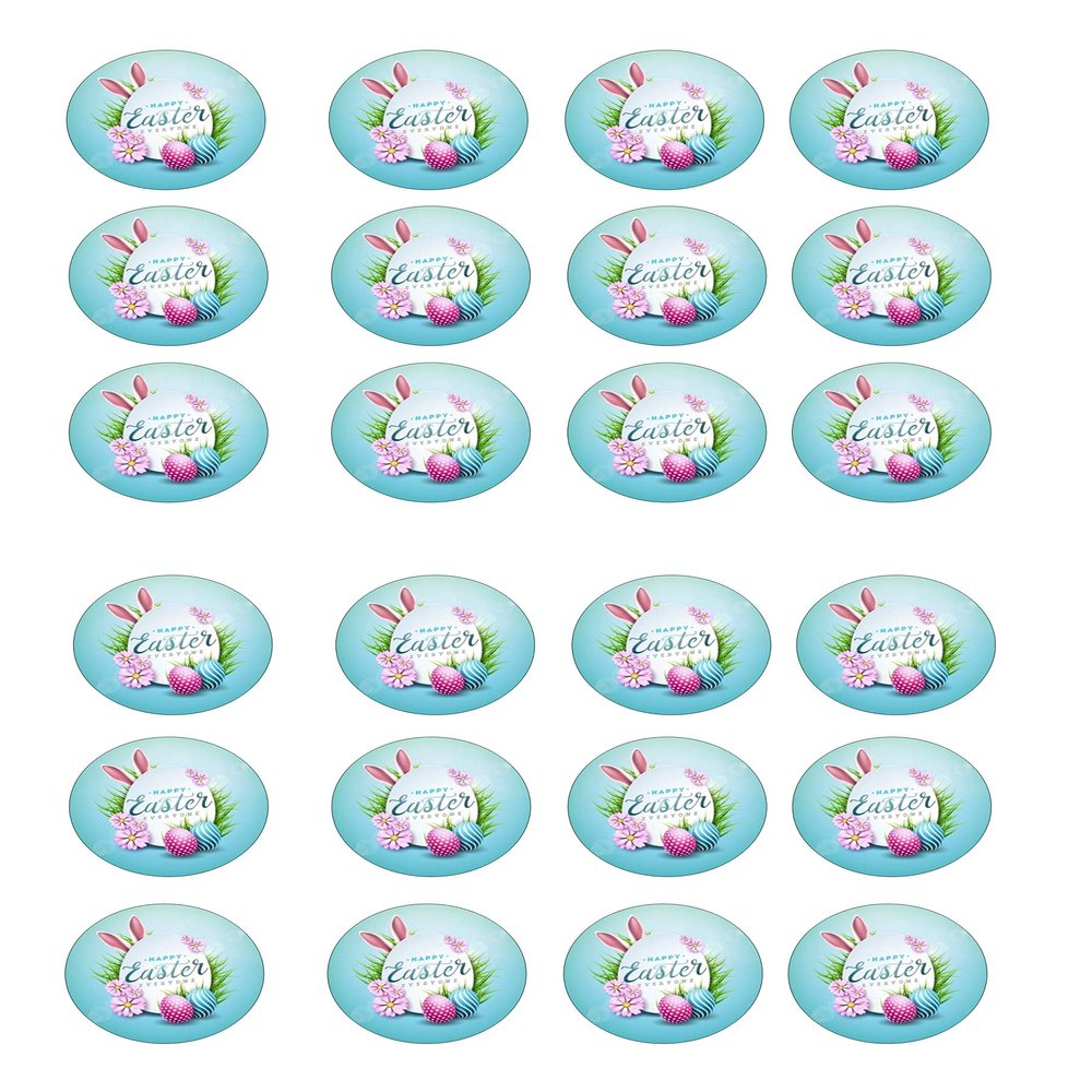 24 Happy Easter Style Pre-Cut edible Cupcake Cake Toppers Wafer Rice Paper