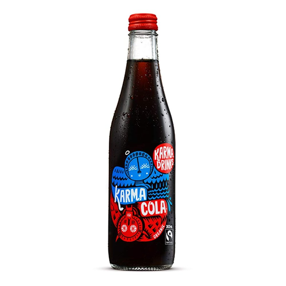 Karma Drinks (Karma Cola, 300ml Glass) Organic, Fairtrade, Award Winning & Ethical. 24 Bottles