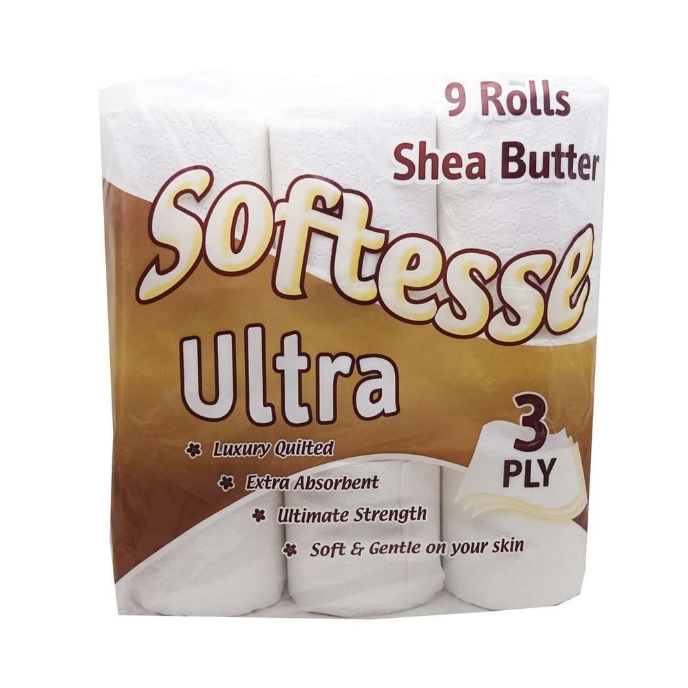 9 SHEA Butter Ultra 3 PLY Toilet Rolls (SOFTESSE SHEA Butter 9 Rolls)