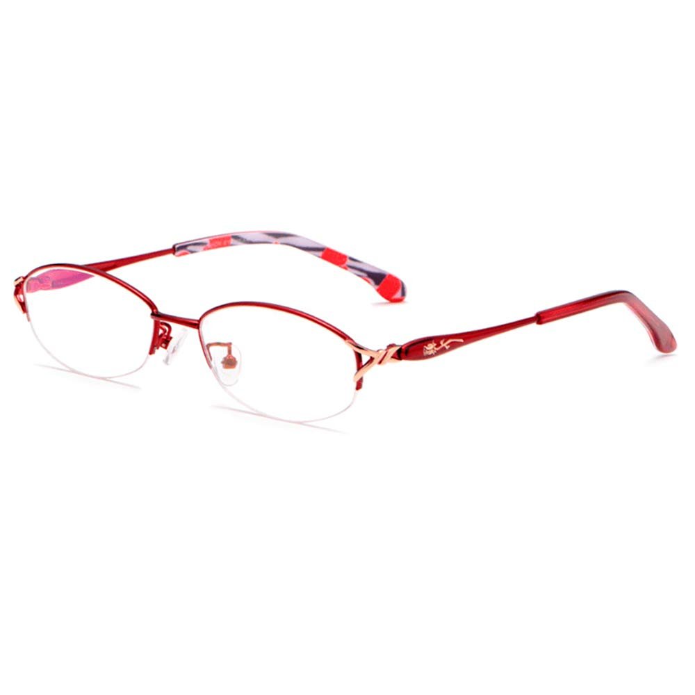 CAOXN Progressive Multi Focus Ultralight Reading Glasses Womens Far And Near Dual Use Anti Blue Light Magnification Optical Eyewear,Red,+ 1.00