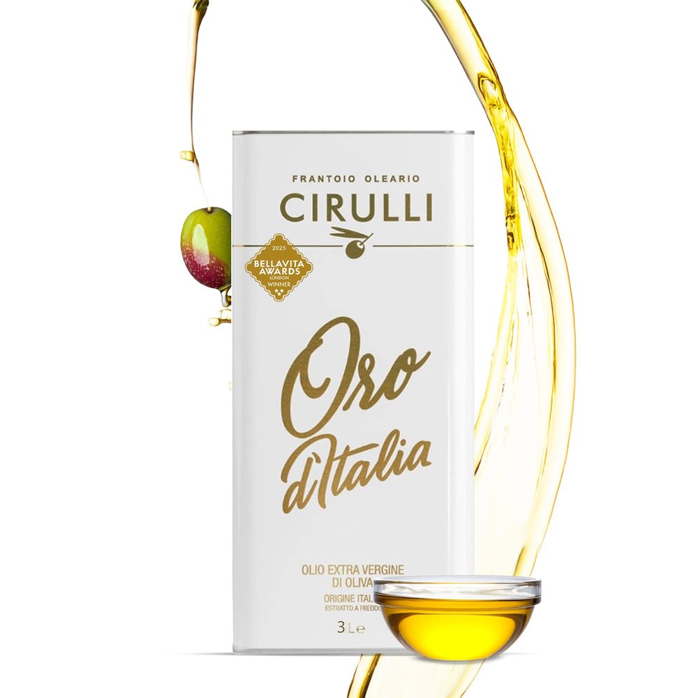 Cirulli 100% Italian Extra Virgin Olive Oil - 3L Tin - Cold Pressed Premium Quality EVOO - Ancient Roots Olive Oil Extra Virgin - Early Harvest - Hand Picked - High in Polyphenols - Fruity Aroma