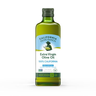 California Olive Ranch 100% Extra Virgin Olive Oil - Certified Cooking & Baking EVOO - California Grown Cold Pressed Oil - Whole30, Keto, Vegan, Kosher Extra Virgin Olive Oil, 750mL