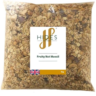 Hides Fine Foods - Fruity Nut Muesli 1kg - Suitable for Vegetarians - GMO Free - Perfect for Breakfasts - Packed with Flavour - Family Favourite - Fruit and Nut