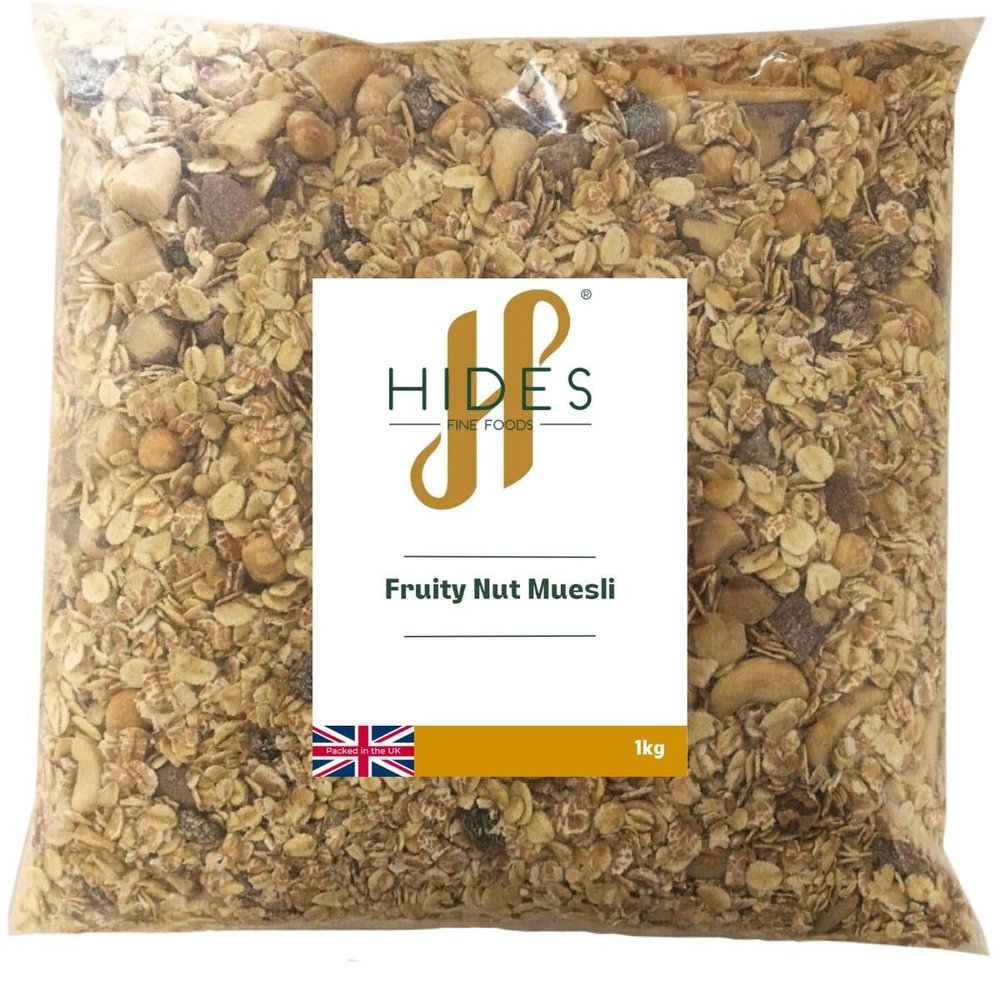 Hides Fine Foods - Fruity Nut Muesli 1kg - Suitable for Vegetarians - GMO Free - Perfect for Breakfasts - Packed with Flavour - Family Favourite - Fruit and Nut
