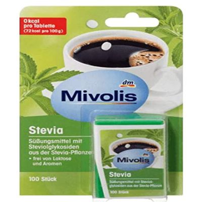 Stevia Tablets Sweeteners with Steviol Glycosides from the Stevia Plant - Free from Lactose and Flavours - Pack of 100