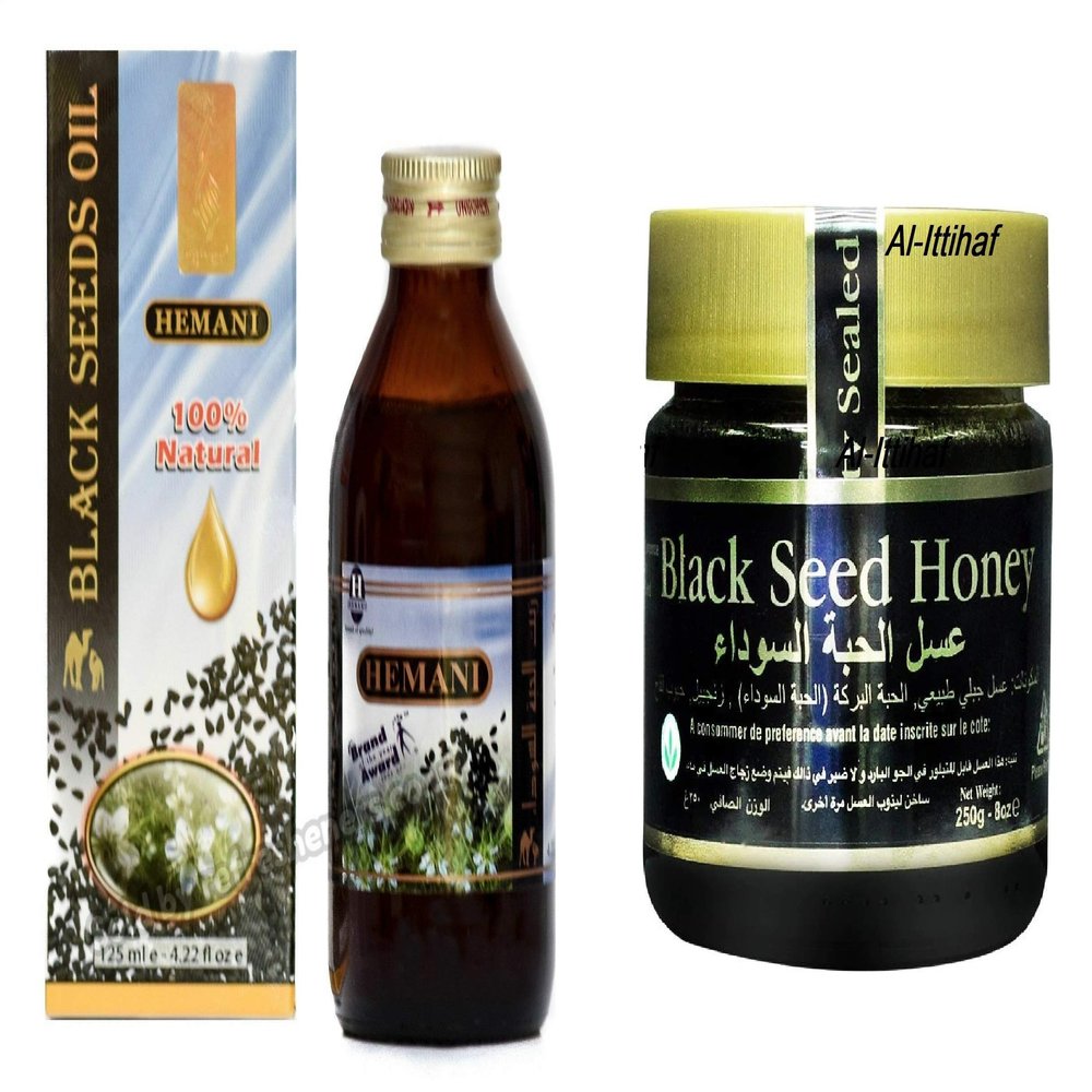 Black Seed Oil Pure Cold Pressed 125ml - X1 Black Seed Honey 250g. Kalawanji