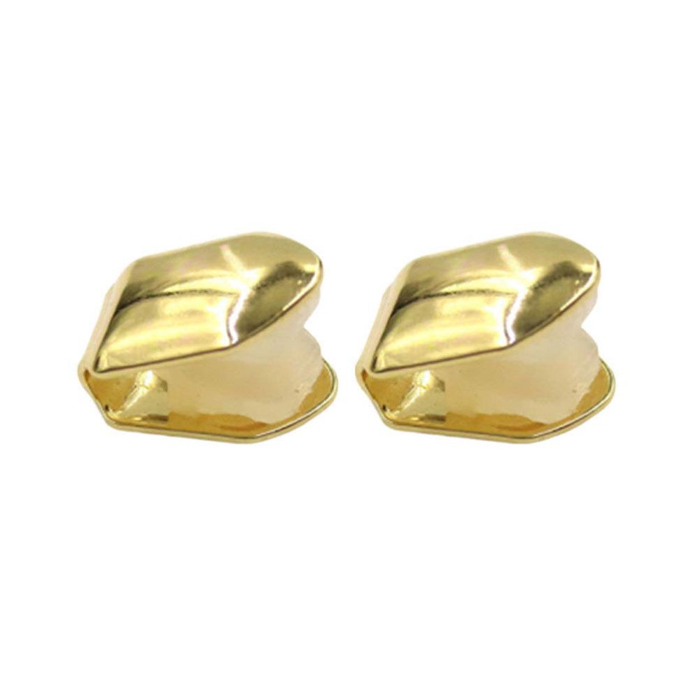 Artibetter 2pcs Gold Plated Single Tooth Cap Hip Hop Teeth Grill Tooth Decoration