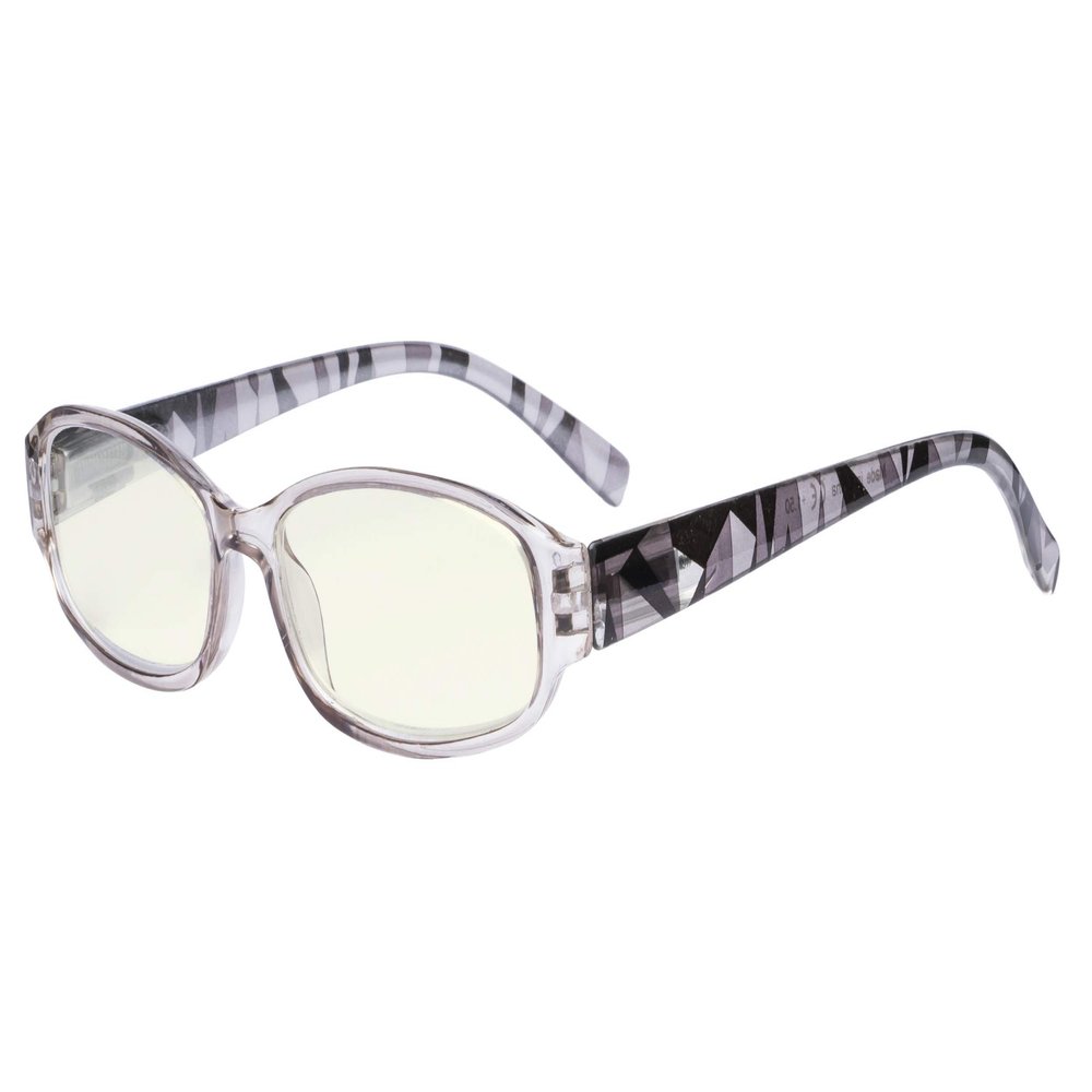 Eyekepper Small Lens Blue Light Filter Glasses Women - Anti Digital Glare UV Ray Computer Readers with Yellow Filter Lens Pattern Arms - Grey +0.50
