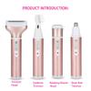 Electric for Women, USB Rechargeable Lady Set with Nose Trimmer 4 in 1 Portable Grooming Kit for Face Legs Armpit Arms Bikini Line Rose Gold view 3