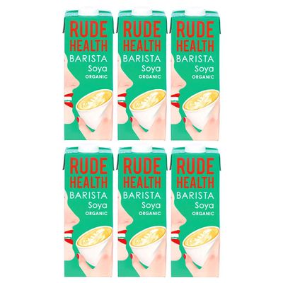 Rude Health Award Winning Organic Vegan Barista SOYA Milk Multi-Pack (6x1L)