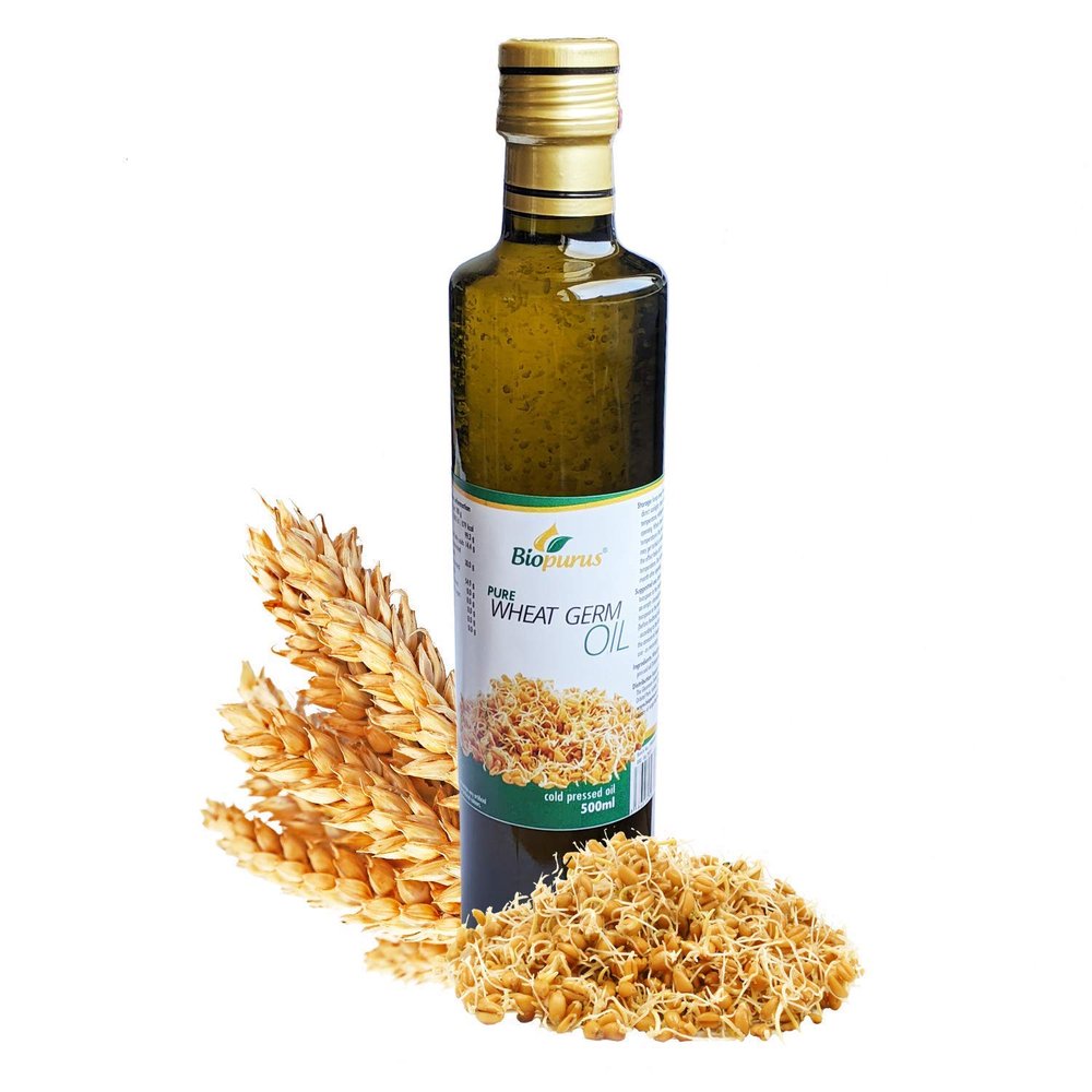Biopurus Pure Cold Pressed Wheat Germ Oil 500ml | Natural Vitamin E Source for Skin, Hair & Nutrition | Unrefined, Non-GMO, Vegan, Antioxidant-Rich Supplement