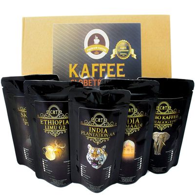 Globetrotter Coffee - True Rarity - Box (Dance Beans) - 5 times 65g of Cutting Edge Coffee - Become the Explorer - Gift Set - Coffee Country World - Coffee Beans in Gift Box