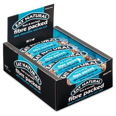 Eat Natural Fibre Packed Dark Chocolate & Sea Salt with Peanuts & Fruit 12 x 45g