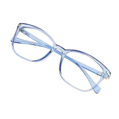 VisionGlobal Men's Blue Light Blocking Glasses, Anti Eyestrain, Computer Reading, TV Glasses, Stylish Square Frame, Anti Glare(Clear Blue, No Magnification)