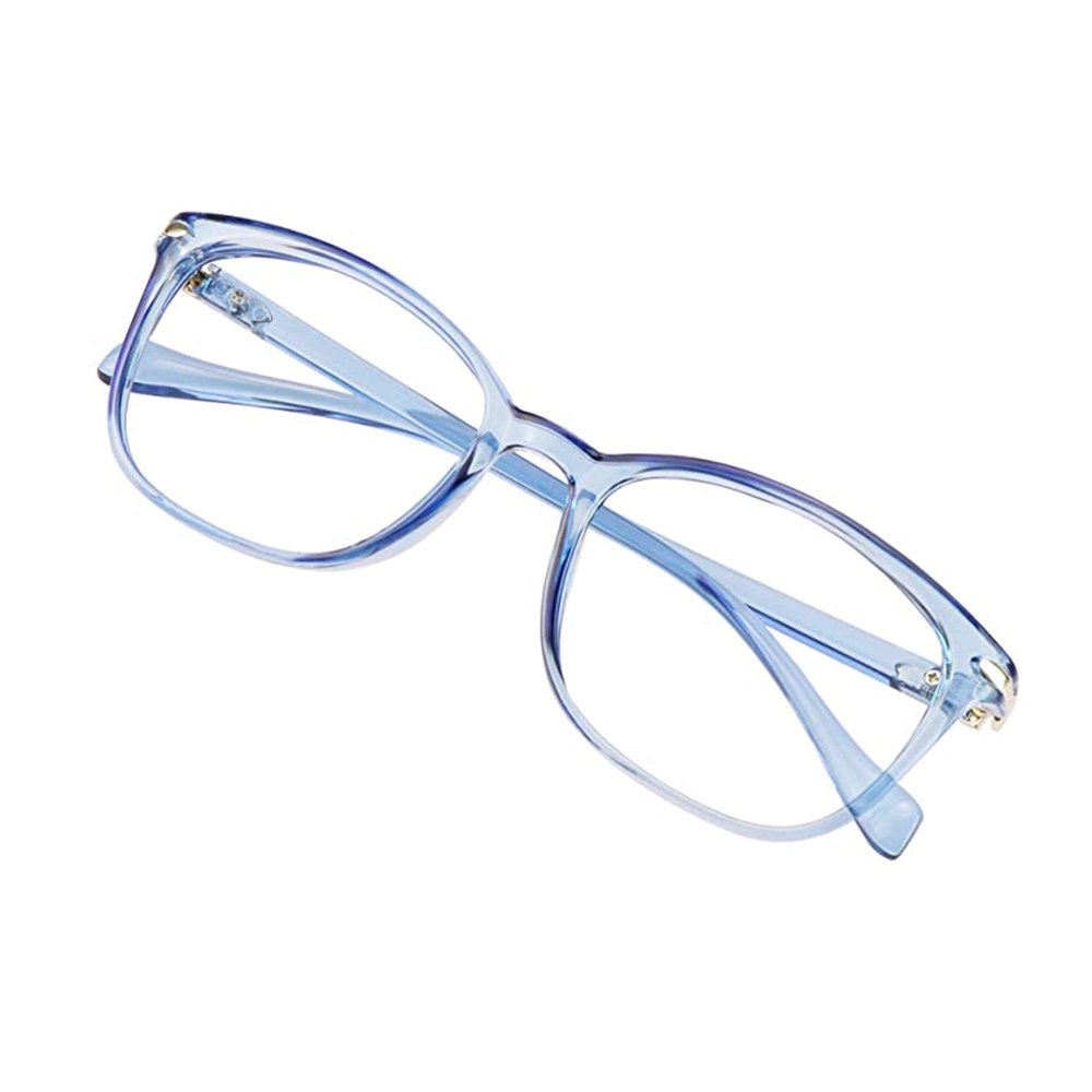 VisionGlobal Men's Blue Light Blocking Glasses, Anti Eyestrain, Computer Reading, TV Glasses, Stylish Square Frame, Anti Glare(Clear Blue, No Magnification)