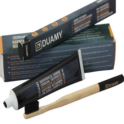 Activated Carbon Toothpaste. Tooth Whitener Activated Carbon with a 100% Biodegradable Bamboo Toothbrush. Charcoal Teeth whitening. Toothpaste for Sensitive Teeth. Kit Tooth whitening Paste 80 gr.