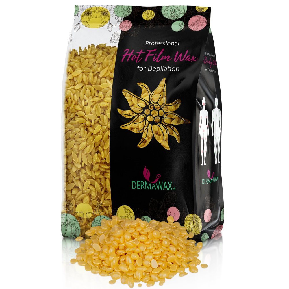 Hot Wax Beads for Hair Removal, Natural Stripless Film Formula with Coconut Oil for Full Body Use, Face Legs Armpits Bikini Line, Professional Quality for Women and Men, Dermawax, Made in Italy, 1kg