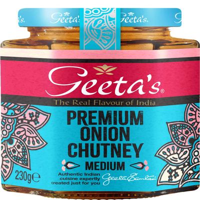 Geeta's Premium Onion Chutney 230g | The Real Flavour of India | Exotic and Tangy Chutney Made with Onions and Spices | Gluten Free, No Artificial Flavours or Colours