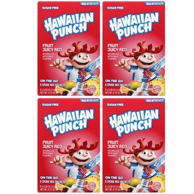Hawaiian Punch Fruit Juicy Red on the Go New Better Taste 8 Drink Mixes - 4 Pack