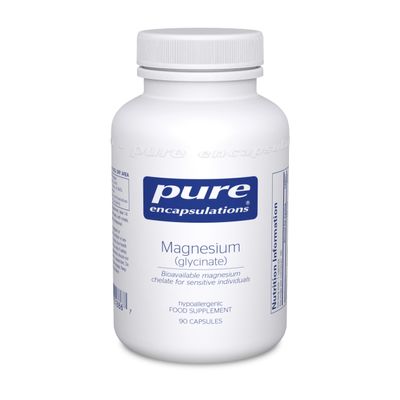 Pure Encapsulations Magnesium Glycinate 120mg - Bioavailable Magnesium Chelate Tiredness and Fatigue Supplement - 90 Capsules