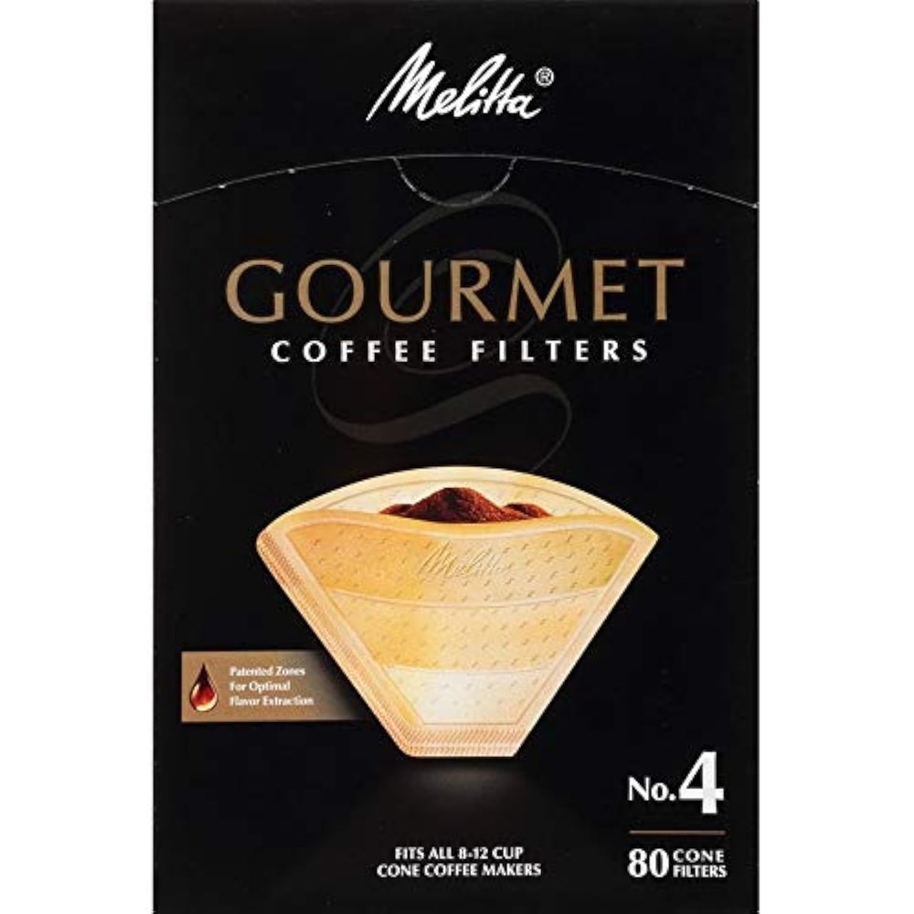 Melitta #4 Natural Brown Gourmet Cone Coffee Filters, 80 Count