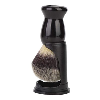 ANGGREK Shaving Brush Holder, Professional Black Beard Brush Stand Shaving Tool Lightweight Shaving Brush Support for Home Personal(Beard Brush + Holder)