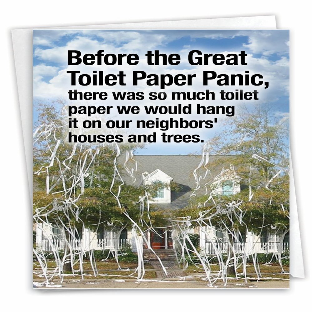 NobleWorks - Funny Happy Birthday Card with Envelope - Hilarious Quarantine, Toilet Paper Humor Greetings - Toilet Paper Panic C3700BDG
