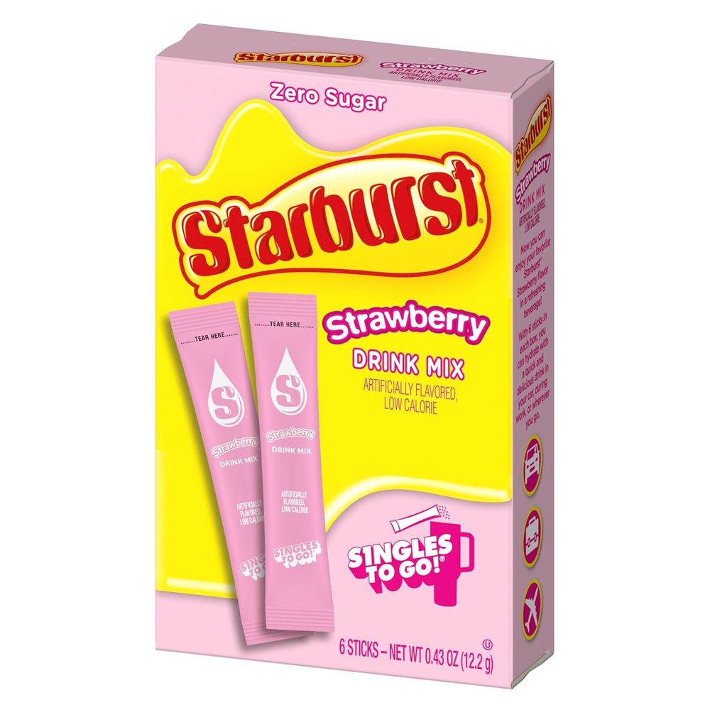 Starburst All Pink Strawberry Flavour Sugar Free Singles to Go Drink Mix 6 Sachets 12.2g
