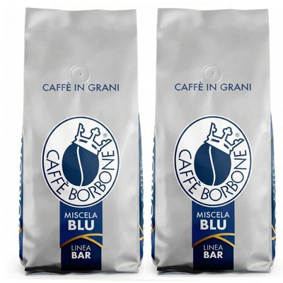 Caff Borbone Whole Bean Coffee, Blue Blend, Refined and Powerful Flavor - 2.2 Pound (Pack of 2)