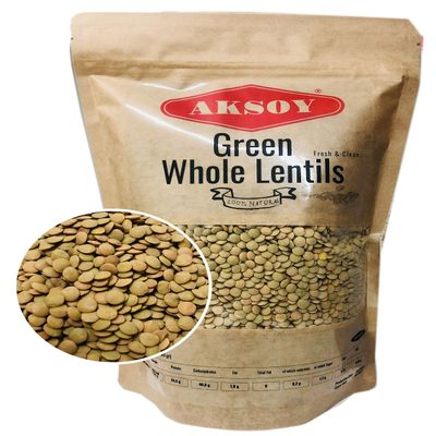 Aksoy Green Whole Lentils 1.25KG Nutty Flavour and Firm Texture Perfect for Soups, Stews, Curries, Salads, and Side Dishes  Ideal Staple for Everyday Cooking (Packaging May Vary)