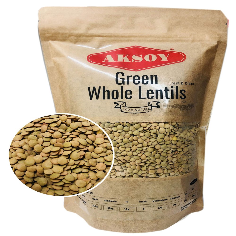 Aksoy Green Whole Lentils 1.25KG Nutty Flavour and Firm Texture Perfect for Soups, Stews, Curries, Salads, and Side Dishes  Ideal Staple for Everyday Cooking (Packaging May Vary)