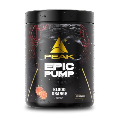 PEAK Epic Pump - 500g Blood Orange I 20 Servings I Concentrated Pre Workout Booster Without Caffeine with L-Citrulline Malate, L-Arginine HCL/Nitrate and Taurine I Vegan