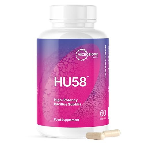Microbiome Labs HU58  High-Potency Bacillus subtilis Spore Probiotic Supplement  Probiotics for Digestive Health & Gut Support, Ideal for Men & Women  100% Survivability  60 Vegan Capsules
