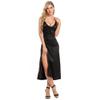 Sexy Lingerie Women Dress Elegant Sexy Spaghetti Strap V-Neck Solid Split Party Maxi Evening Night Club Long Dresses Female-Black_M view 1