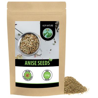 Alpi Nature Aniseed Whole 250g 8.8 oz, Whole Anise Seeds for Aniseed Tea, Anise Tea and Cooking
