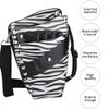Hairdressing Scissors Waist Bag, Professional PU Leather Hair Stylist Barber Scissors Holster for Hair Clip Comb Hairdressing Tool (Black+White Stripe) view 4