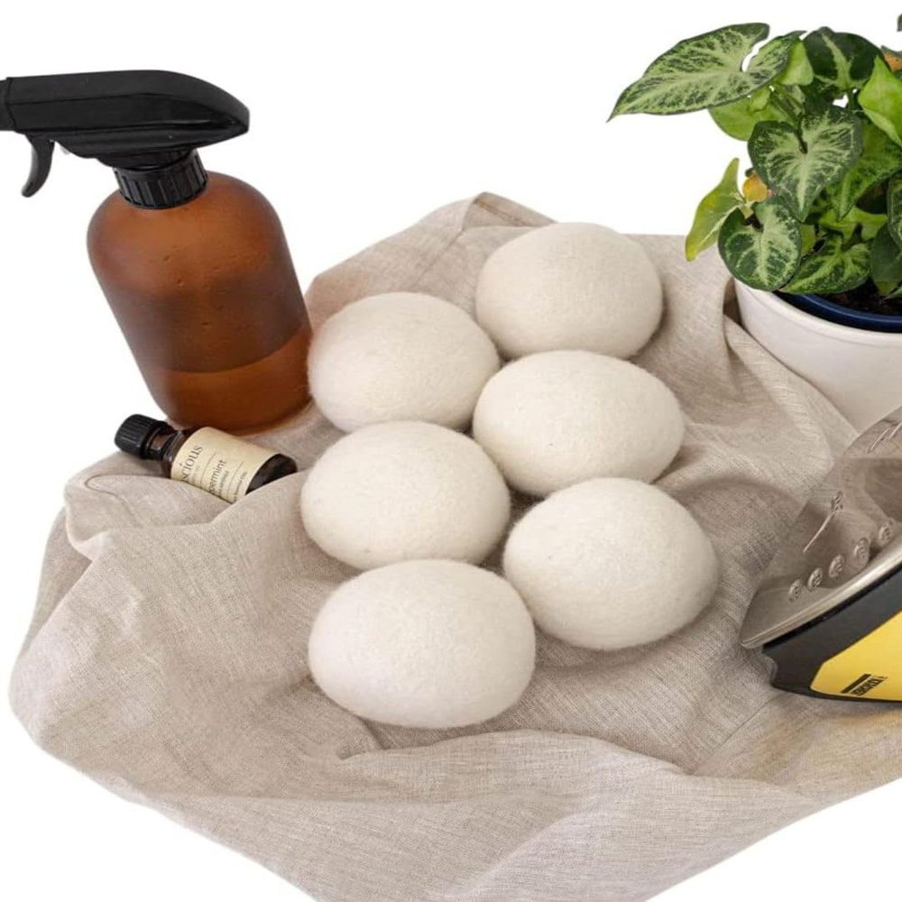Naturally Sheepskins 6 XL Wool Dryer Balls Organic | 100% New Zealand Wool Reusable, Hypoallergenic & Baby Safe | Reduce Clothing Wrinkles & Drying Time